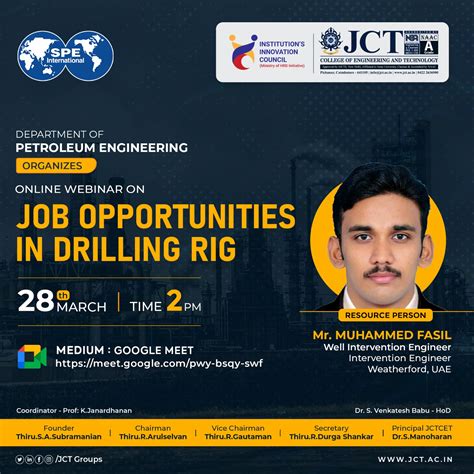 Webinar on ‘Job opportunities In Drilling Rig’ was conducted by ...