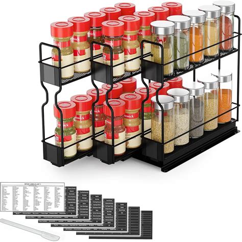 Amazon.com: SpaceAid Pull Out Spice Rack Organizer, Heavy Duty Slide ...