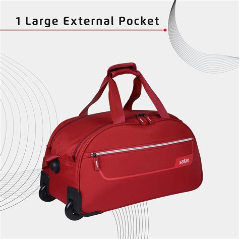 Safari Arc Polyester Duffle Bags for Travel 55 cm 2 Wheel Luggage (Red ...