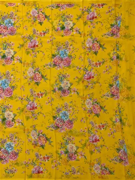 Second Skin I Chiffon Floral Printed Saree Yellow In Colour