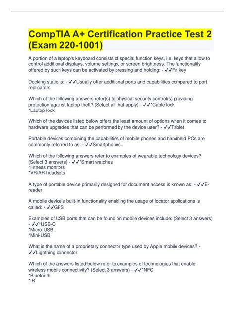 CompTIA A+ Certification Practice Test 2 (Exam 220-1001) | with ...