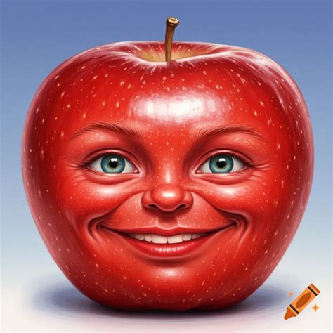 A red apple with a smiling human face. on Craiyon