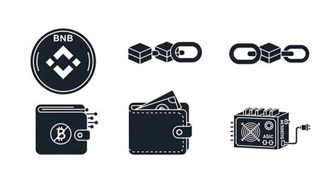 Cryptocurrency and blockchain icons for digital wallets and mining ...