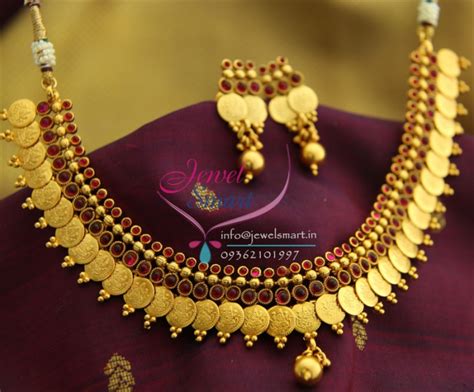 NL1421 Temple Laxmi Coin Necklace Kasumala Kasulaperu Traditional ...