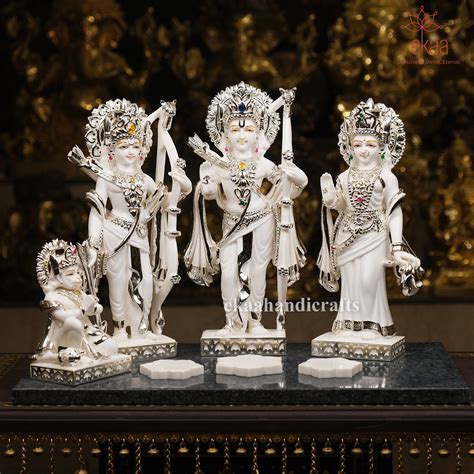 16" Ram Darbar Statue with 5 Micron Silver Plating on Granite Base ...
