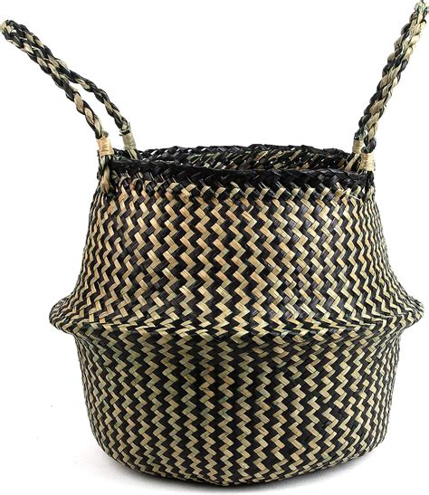 Buy BlueMake Woven Seagrass Belly Basket for Storage Plant Pot Basket ...