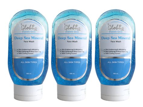 GLOBUS REMEDIES Instant Glow Deep Sea Mineral Face Wash - 100 Ml (Pack ...