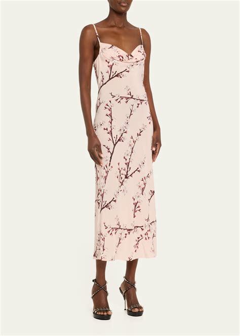 Alexander McQueen Cherry Blossom Leather Midi Dress - Bergdorf Goodman