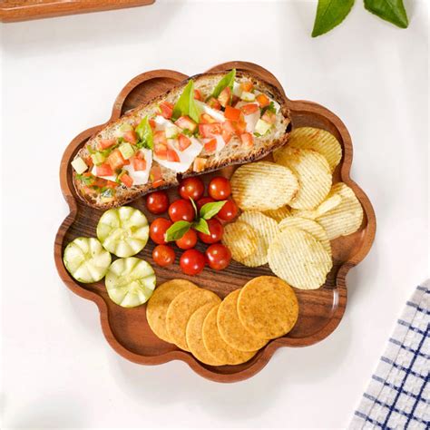 Flower Shaped Acacia Wood Serving Platter Online - Premium Platter ...