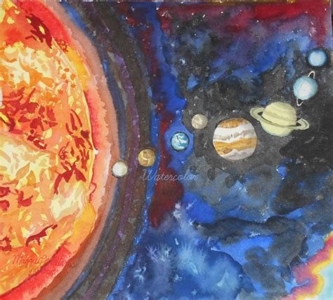 Original Solar System Watercolor Painting. 10x11 Planets picture ...