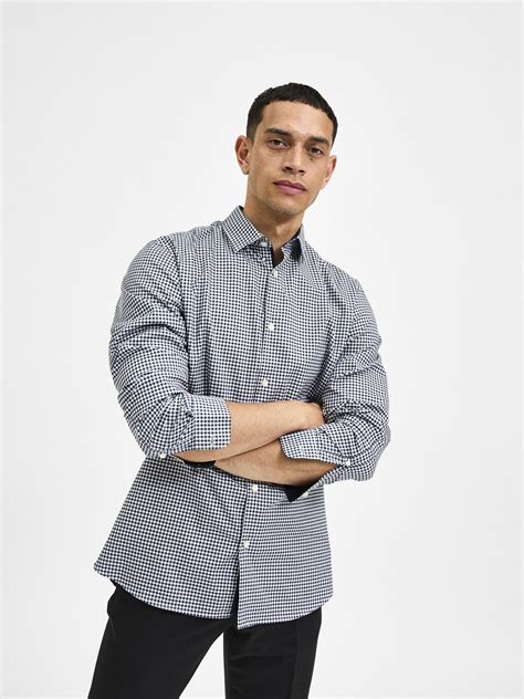 Buy Navy Blue Check Full Sleeves Shirt for Men Online