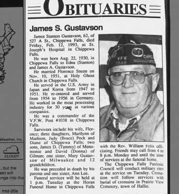 Obituary for James Stanton Gustavson, 1930-1993 (Aged 62) - Newspapers.com™