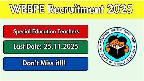 WBBPE Special Education Teachers Recruitment 2025 Notification PDF Out ...