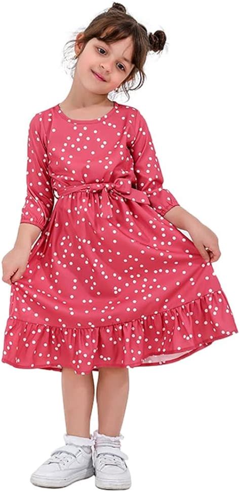 Buy Mommy and Me Dresses Plaid Polka Dot Midi Ruffle Dress Self Tied ...