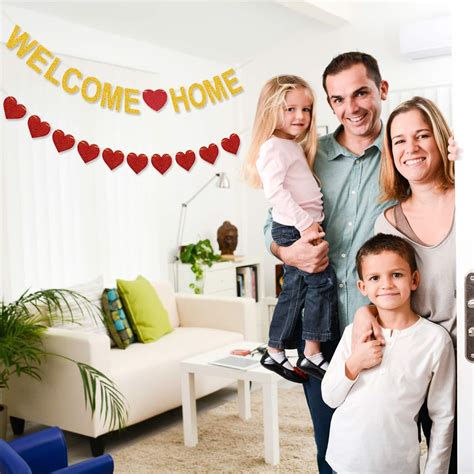 Welcome Home Banner Gold Glitter Welcome Home Decorations for Welcome ...