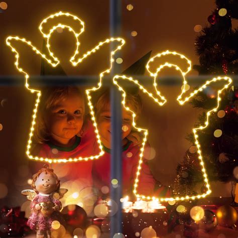 Amazon.com: Elktry 2Pc Christmas Angel Window Lights,16" Christmas ...