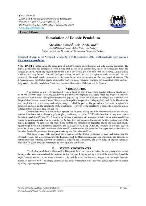 Double Pendulum Simulation 的图像结果