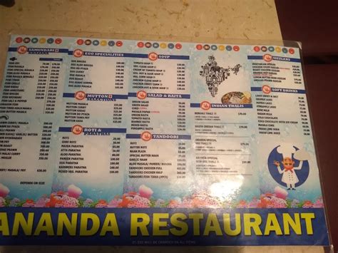 Menu at Annapurna Hotel, India, SH4