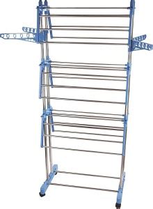 INDISWAN Steel Floor Cloth Dryer Stand Stainless Steel Floor Double ...