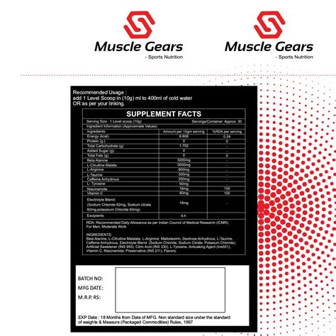 Muscle Gears BLAST Pre-Workout Supplement with Caffeine, L-Arginine ...