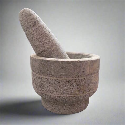 Granite Mortar & Pestle –Round | Hand-Carved Natural Stone Grinder
