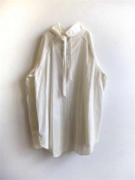 High neck gather blouse "natural white" khadi cotton | A .Dupré