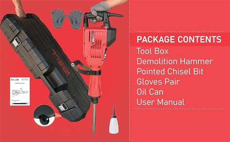 iBELL 1500W Electric Demolition Hammer 30MM Heavy Duty Concrete Breaker ...
