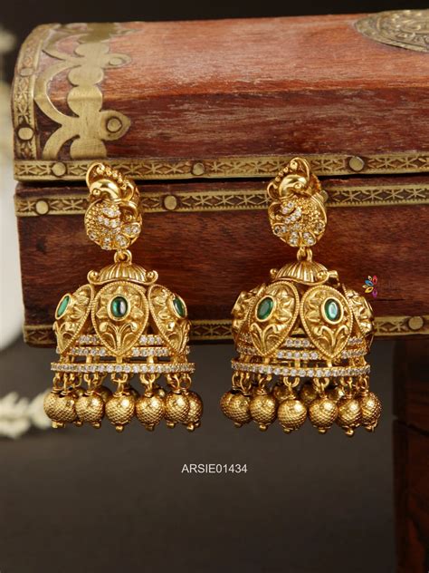 Antique Peacock with Gold Ball Jhumka – Arshis