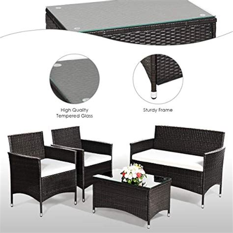 Goplus 4-Piece Rattan Patio Set, Outdoor/Indoor | Ubuy India