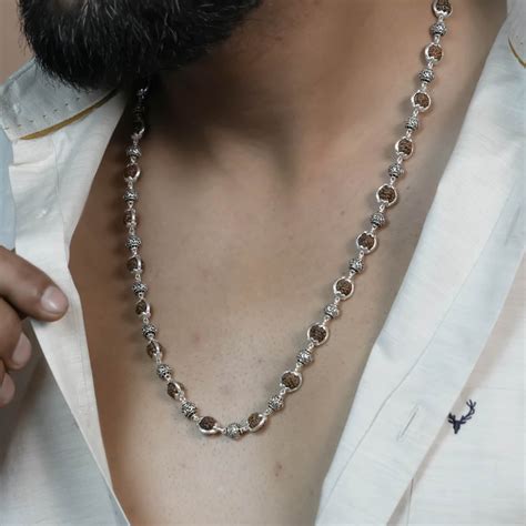 Rudraksha Capping Silver Mala (Om Beads) – Prinjal Jewels