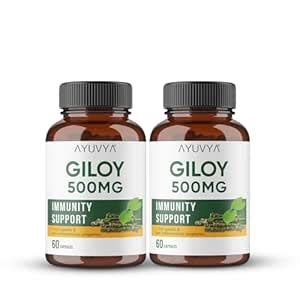 Ayuvya Giloy Capsules - 500mg Pure Guduchi Powder & Extract - Immunity ...