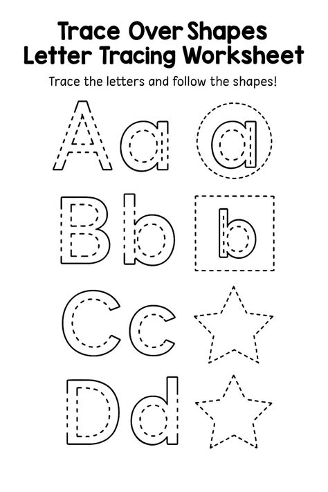 Trace Over Shapes Letter Tracing Worksheet - Download & Print Now!