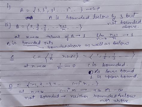 Mathematics (point set topology following sets are bounded above ...