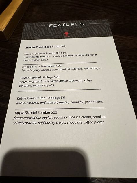 Menu at Weber Grill BBQ, Chicago, 539 N State St