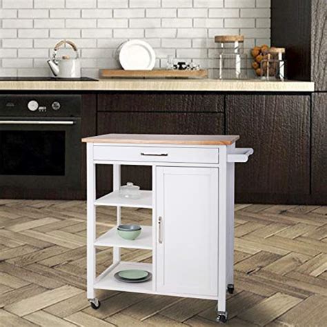 Buy Peach Tree 5-Tire Rolling Wood Kitchen Island Trolley Cart Bamboo ...