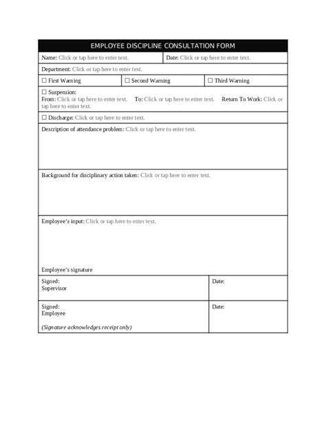 Employee Discipline Consultation Doc Template | pdfFiller