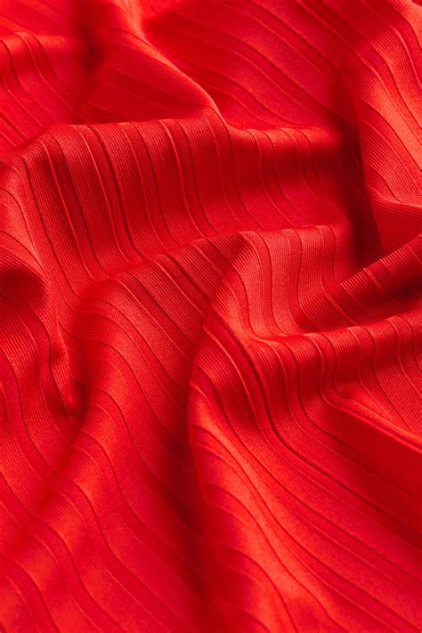 Women's Red Ribbed turtleneck top | H&M IN