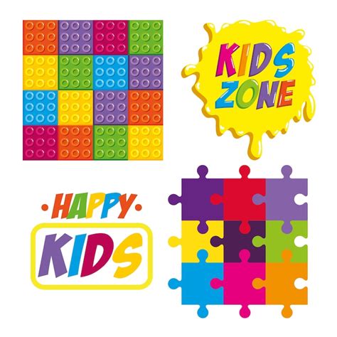 Happy kids zone labels | Premium Vector