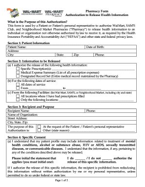 Walmart Pharmacy Form - Fill and Sign Printable Template Online