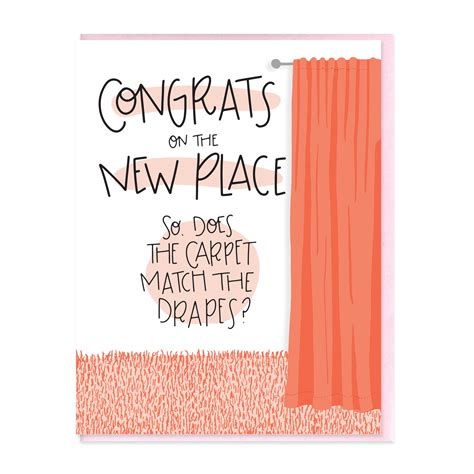 CARPET MATCH THE DRAPES - FUNNY ILLUSTRATED GREETING CARD – Hearts and ...