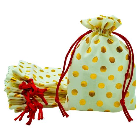 Soul Artisan Potli Drawstring Bag (Cream - Polka Dot) for Return Gifts ...