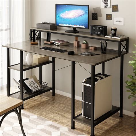 Buy Sedeta 55" Computer Gaming Desk with Hutch and Storage Shelves ...