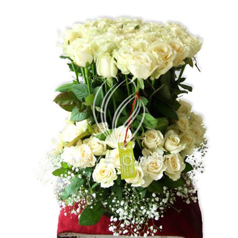 Mega White Tower Roses Arrangement – May Flower