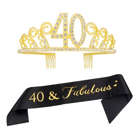 Buy 40th Birthday Tiara and Sash- 40 & Fabulous Black Satin Sash and ...
