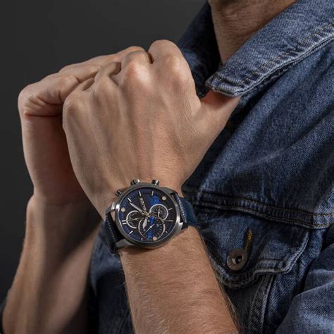 Buy Online Police Quartz Multifunction Blue Dial Blue Leather Strap ...