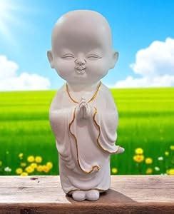 Buy ANI DIVINE Elegant White Polyresin Smiling Buddha Monk Standing ...