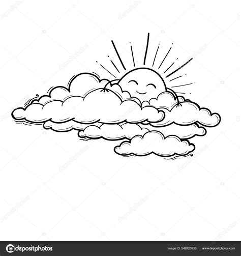 Sun And Clouds Clipart Black And White