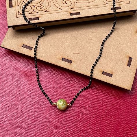 Jaipuri Green Round Stone Mangalsutra