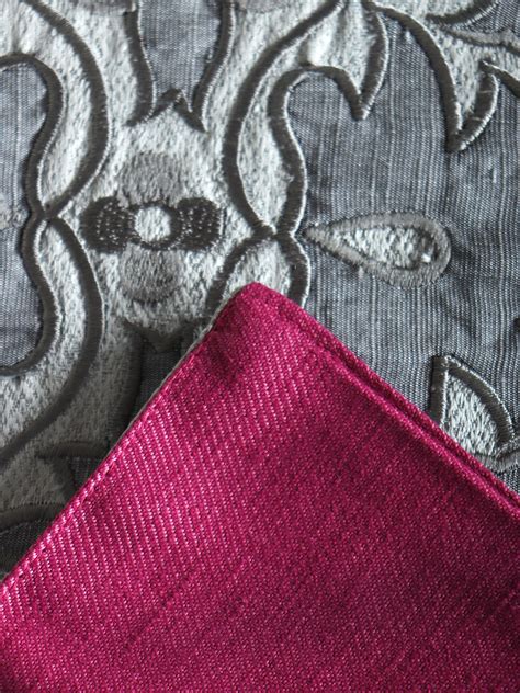 Table Runner Floral Embroidered with Applique | Grey - 12in X 84in ...