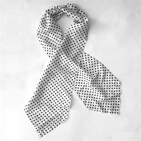White Polka Dot Silk Tie Scarf